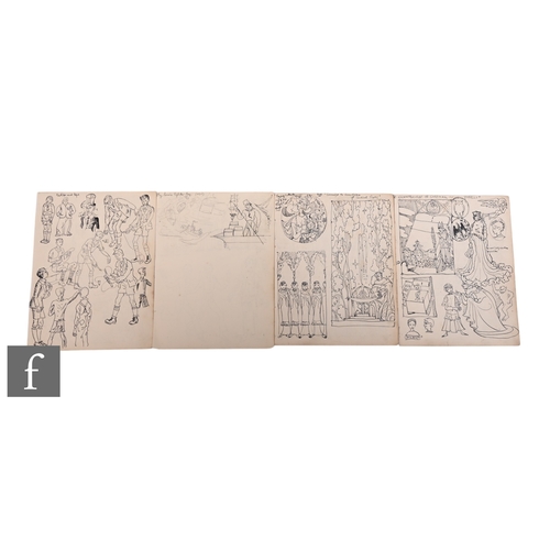 690 - Albert Wainwright (1898-1943) - Four double sided sketch book pages depicting various figurative stu... 