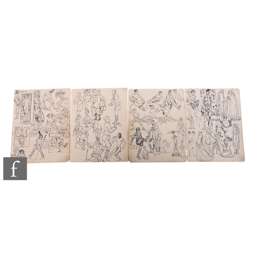 691 - Albert Wainwright (1898-1943) - Four double sided sketch book pages depicting various figurative stu... 