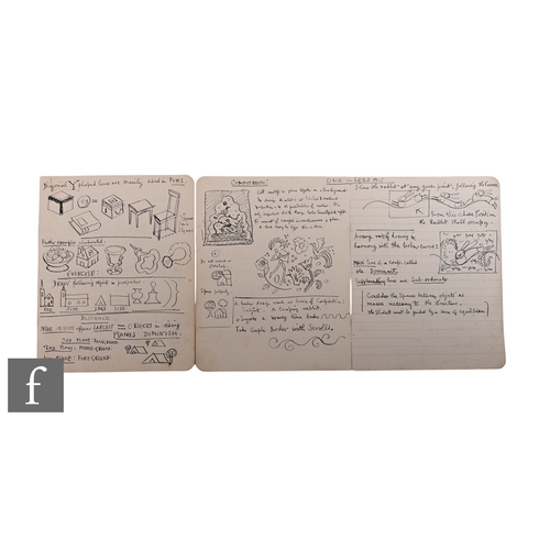 697 - Albert Wainwright (1898-1943) - Three double sided sketch book pages illustrating lesson plans on ho... 