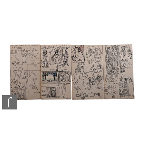 698 - Albert Wainwright (1898-1943) - Four double sided sketch book pages, depicting character studies, co... 