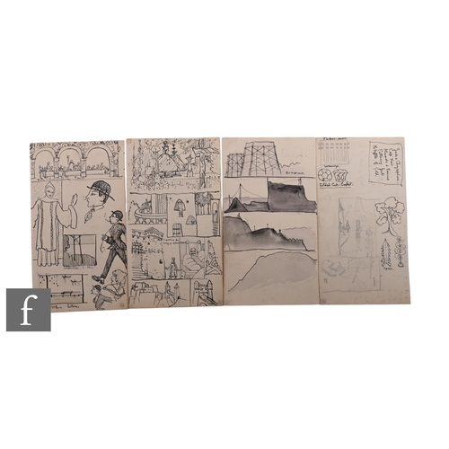 699 - Albert Wainwright (1898-1943) - Four double sided sketch book pages, depicting studies of Hyde Park,... 