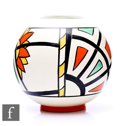 529 - Clarice Cliff - Latona Sunflower Squares - A shape 370 globe vase circa 1929, hand painted with a su... 