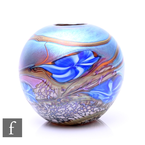 1215 - Richard P. Golding - Station Glass - A contemporary studio glass vase, of squat ovoid form, decorate... 