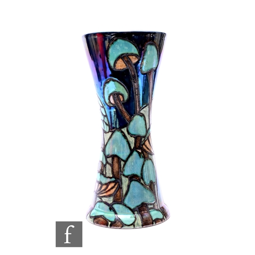 1207 - Zdenka Ralph - A contemporary vase of waisted sleeve form, hand decorated with stylised mushrooms an... 