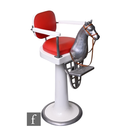 950 - Gioia, Catania - A post war 'Little Horse' model ART 18 TL Italian child's barber chair, the white p... 