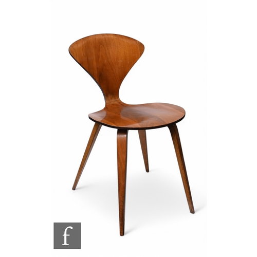 973 - Norman Cherner - A walnut veneered plywood side chair, probably manufactured by Plycraft, height 80c... 