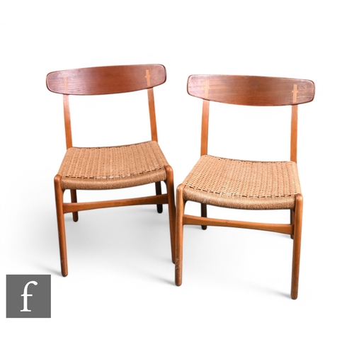 938 - Hans Wegner - Carl Hansen - A set of four 1950s CH23 dining chairs, each with a woven paper cord sea... 