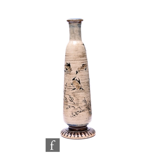 156 - Robert Wallace Martin - Martin Brothers - A late 19th Century stoneware vase, of tapered cylinder fo... 