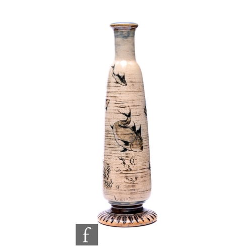 156 - Robert Wallace Martin - Martin Brothers - A late 19th Century stoneware vase, of tapered cylinder fo... 