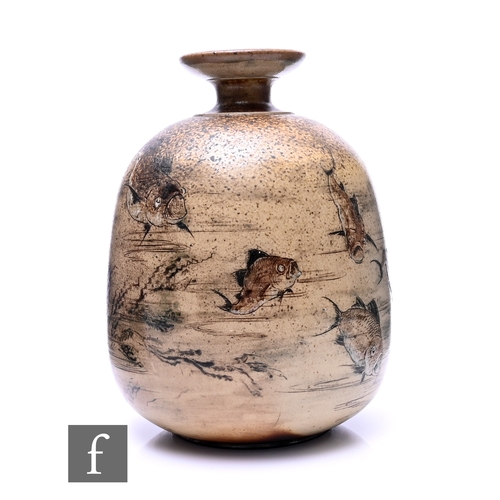 157 - Robert Wallace Martin - Martin Brothers - A late 19th Century stoneware vase, of ovoid form with nar... 