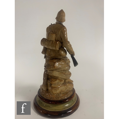 70 - John Broad - Doulton Lambeth - A salt glazed stoneware figure of a Boer War soldier, circa 1901, mod... 