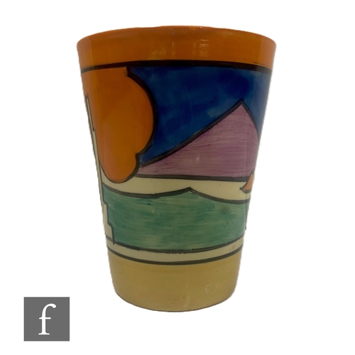 388 - Clarice Cliff - Luxor - A lemonade beaker circa 1929, hand painted with a stylised landscape with tr... 