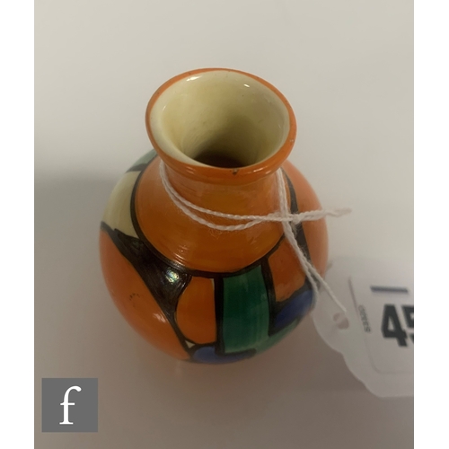 457 - Clarice Cliff - Orange Picasso Flower - A shape 177 salesman's miniature trade sample vase circa 193... 