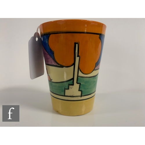 388 - Clarice Cliff - Luxor - A lemonade beaker circa 1929, hand painted with a stylised landscape with tr... 