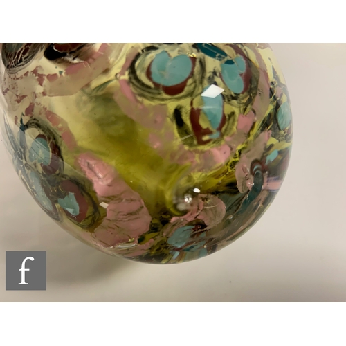 1233 - Unattributed Maker - A contemporary studio glass vase of ovoid form, internally decorated in the gra... 