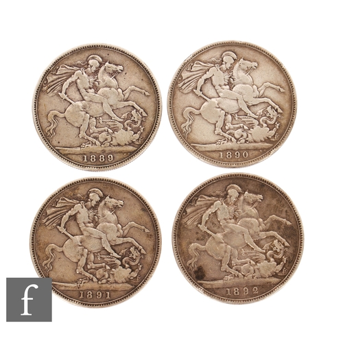 11 - Victoria - Four crowns 1889, 1890, 1891 and 1892. (4)