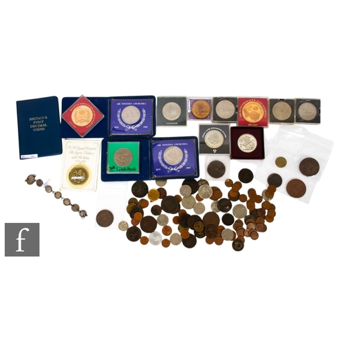 44 - Various - Two Lord Nelson copper HMS Foudroyant medallions, a Birmingham 1812 token, an 1872 token G... 