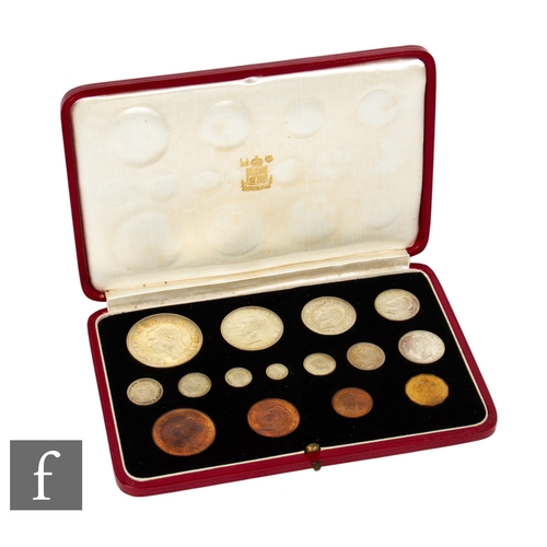 46 - George VI - A 1937 specimen set of fifteen coins in tooled Morocco leather case. (15)