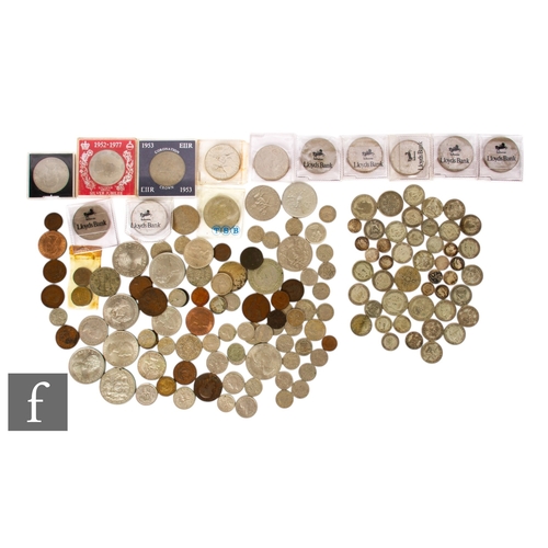 49 - George V to Elizabeth II - Various florins, shillings, sixpences, also nickel crown, five pound coin... 