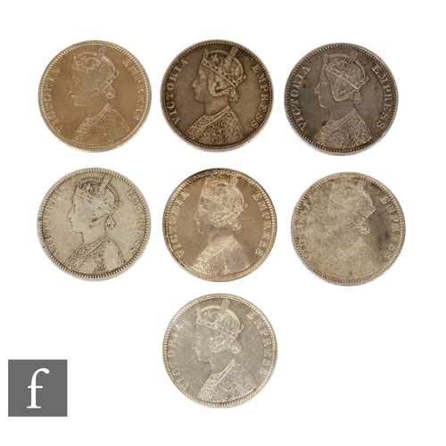 60 - Victoria - Various one Rupees 1890, 1891, 1892, 1893, 1898, 1900 and 1901. (7)