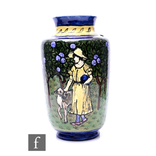 75 - Arts & Crafts School - A late 19th or early 20th Century vase, of shouldered form, decorated in ... 