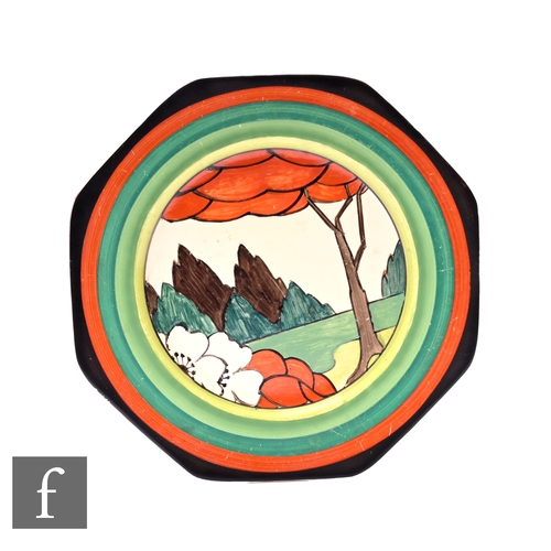 441 - Clarice Cliff - Limberlost - A large octagonal plate circa 1932, hand painted with a stylised tree a... 