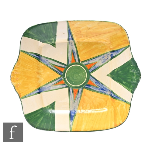 463 - Clarice Cliff - Original Bizarre - A sandwich plate circa 1927, radially decorated with triangular m... 