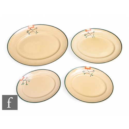 506 - Clarice Cliff - Ravel - A graduated set of meat plates circa 1929, hand painted with an abstract spr... 