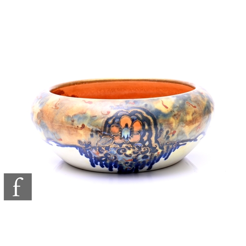 589 - John Butler - Storm - An A.J. Wilkinson shape 55 bowl with hand painted stylised floral decoration a... 