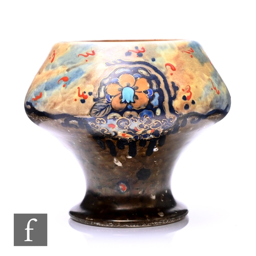 590 - John Butler - Storm - An A.J. Wilkinson shape 341 vase with hand painted stylised floral decoration ... 