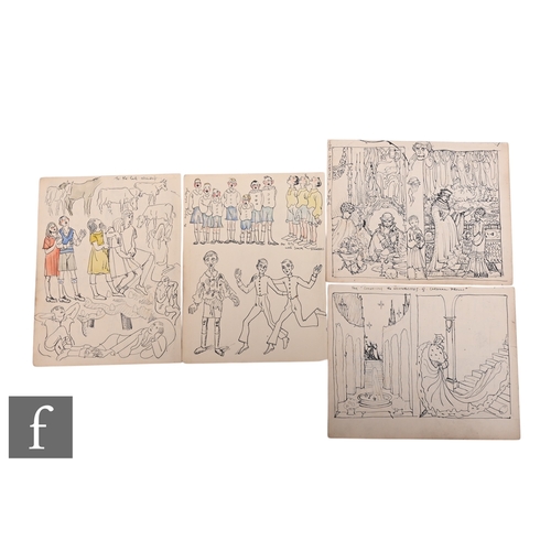 690 - Albert Wainwright (1898-1943) - Four double sided sketch book pages depicting various figurative stu... 