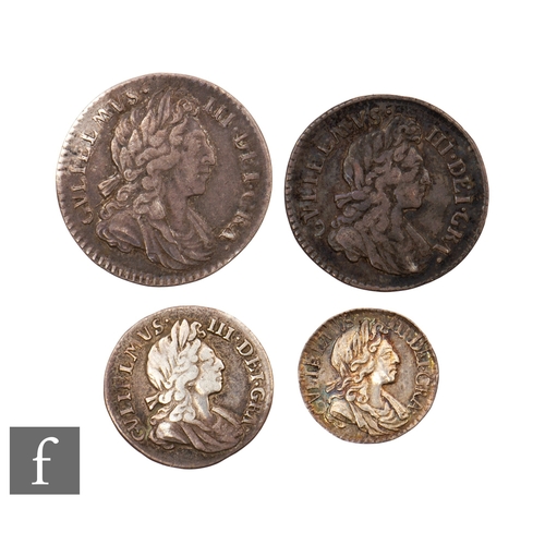 58A - William III (1698-1701) - Four Maundy coins, various dates as follows 1d 1701, 2d 1702, 3d 1698 and ... 