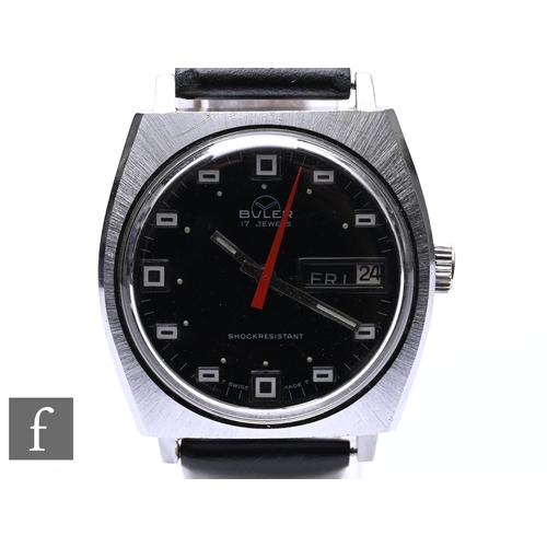 A mid 20th Century Buler, stainless steel automatic wrist watch, batons ...