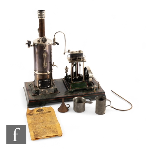 175 - A Doll & Cie (DC) Germany, live steam engine with vertical boiler with single cylinder and valve... 
