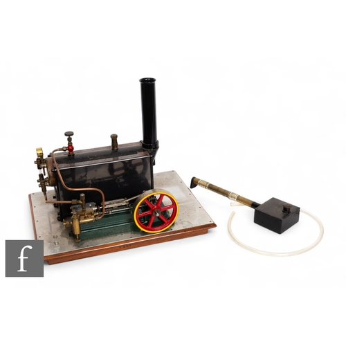 176 - A Stuart '500' live steam boiler with Stuart horizontal single cylinder engine, flywheel diameter 9c... 
