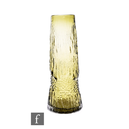 Geoffrey Baxter - Whitefriars - A mid Century textured range Rocket vase, pattern no.9825, in sage green, height 31cm.
