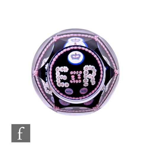 519 - Whitefriars - A Silver Jubilee 1977 glass paperweight, with 'E II R' design in millefiori canes, sig... 