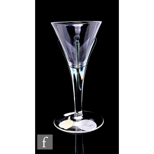1139 - Harry Powell - James Powell & Sons, Whitefriars - A 'Tear' wine glass, circa 1899, trumpet form ... 