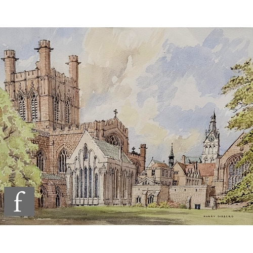 404 - Harry Gibberd RBSA (1914-1991) - 'Peterborough Cathedral' watercolour, signed and dated 1952, inscri... 