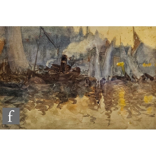 365 - E. Pizey (20th century) - Harbour Scene, watercolour, signed, framed, 23.5cm x 34.5cm, frame size 37... 