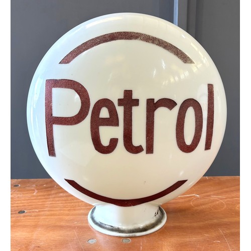 4 - A double-sided opaque glass petrol globe, inset with textured red painted 'Petrol' text, height 38cm... 