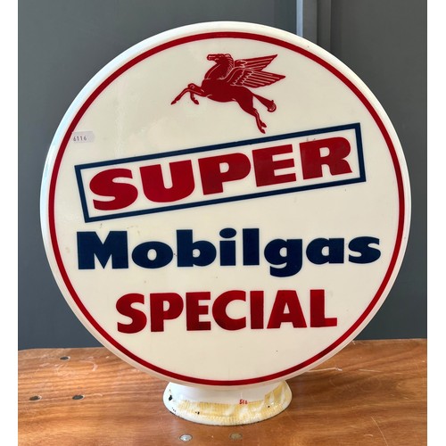 6 - A Super Mobilgas Special double-sided opaque glass petrol pump globe, stamped Webb's Crystal Glass C... 