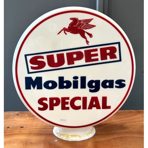 6 - A Super Mobilgas Special double-sided opaque glass petrol pump globe, stamped Webb's Crystal Glass C... 