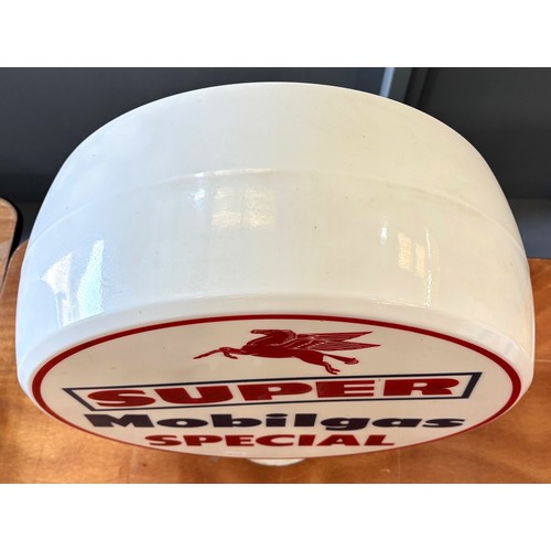 6 - A Super Mobilgas Special double-sided opaque glass petrol pump globe, stamped Webb's Crystal Glass C... 