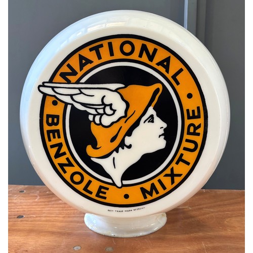 8 - A National Benzole Mixture triple sided opaque glass petrol pump globe, stamped Webb's Crystal Glass... 