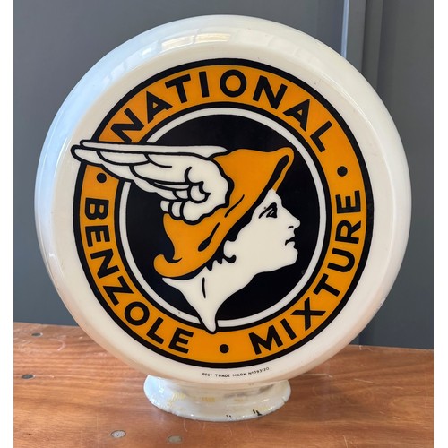 8 - A National Benzole Mixture triple sided opaque glass petrol pump globe, stamped Webb's Crystal Glass... 