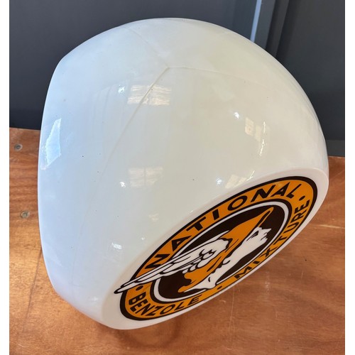 8 - A National Benzole Mixture triple sided opaque glass petrol pump globe, stamped Webb's Crystal Glass... 