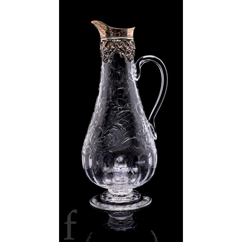515 - A late 19th Century Thomas Webb & Sons 'rock crystal' type claret jug, the footed skeletal molde... 