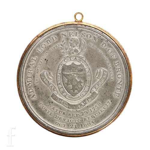 75 - Nelson - An Alexander Davison’s pewter Medal for Trafalgar 1805, in its original copper-gilt frame a... 