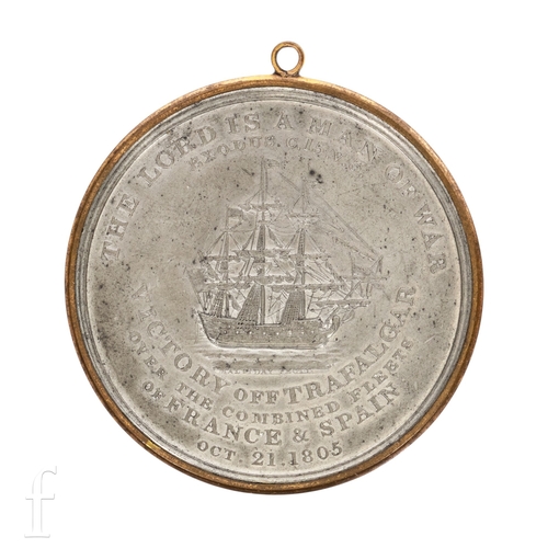 75 - Nelson - An Alexander Davison’s pewter Medal for Trafalgar 1805, in its original copper-gilt frame a... 